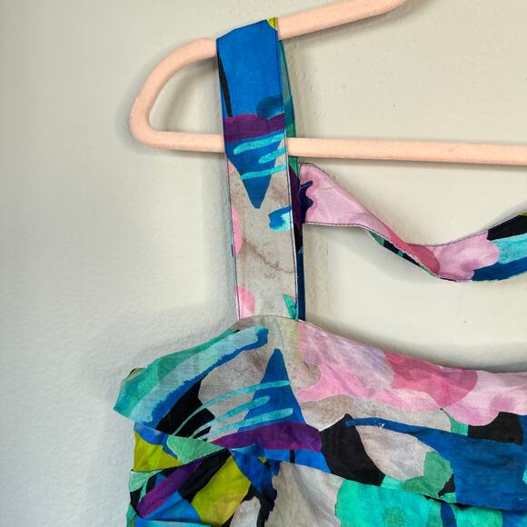 ANTHROPOLOGIE Sunny Midi Dress Silk Blend Tropical Size Medium READ - Picture 7 of 14